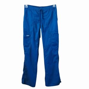 Cherokee Workwear Women’s XS Teal Blue Drawstring Scrub Pants 5 Pockets 28Wx29L
